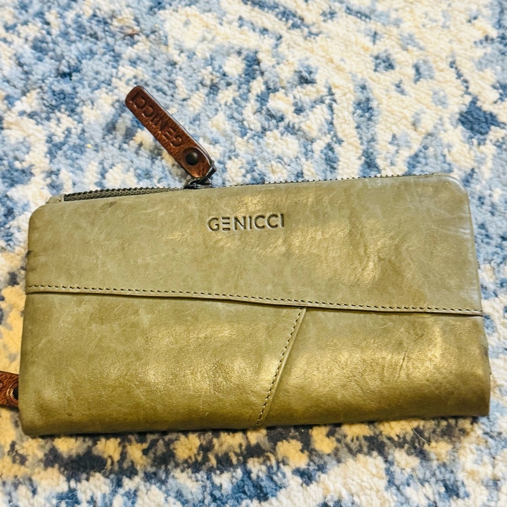 Green Genicci Patchwork Leather Wallet